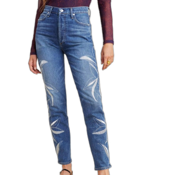 Embroidered Citizens of humanity Olivia high rise slim ankle jeans Size 28 - Picture 1 of 10